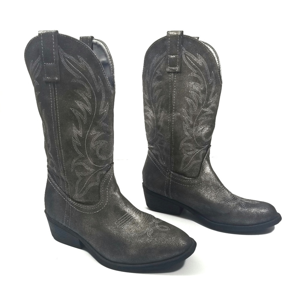 Rampage Metallic Pewter Walden Cowboy Boot / 6